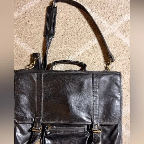 Vintage "Genuine Italian Leather" Men's Laptop briefcase black - Picture 3 of 8